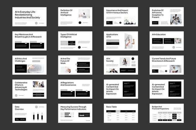 黑白AI技术原理应用案例发展趋势PPT模板 - PPT派 黑白AI技术原理应用案例发展趋势PPT模板 - PPT派