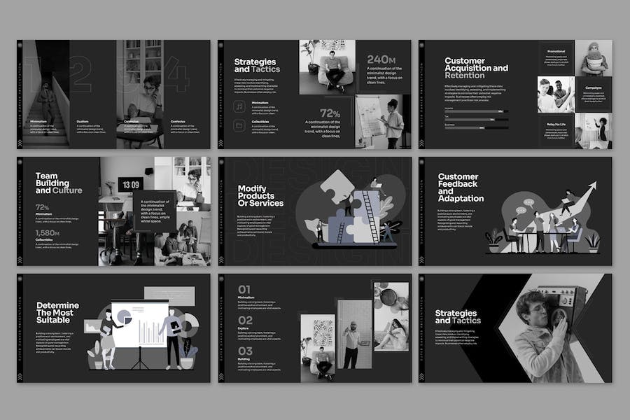超深黑色高端商务品牌设计PPT模板 - PPT派