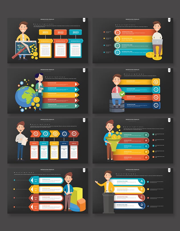 商务场景人物插画数据可视化展示keynote动画模板 - PPT派