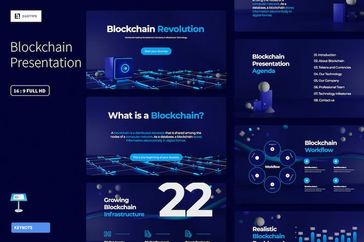 区块链密码加密网络科技keynote模板 - PPT派