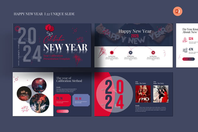 新年快乐年终总结报告PPT模板 - PPT派