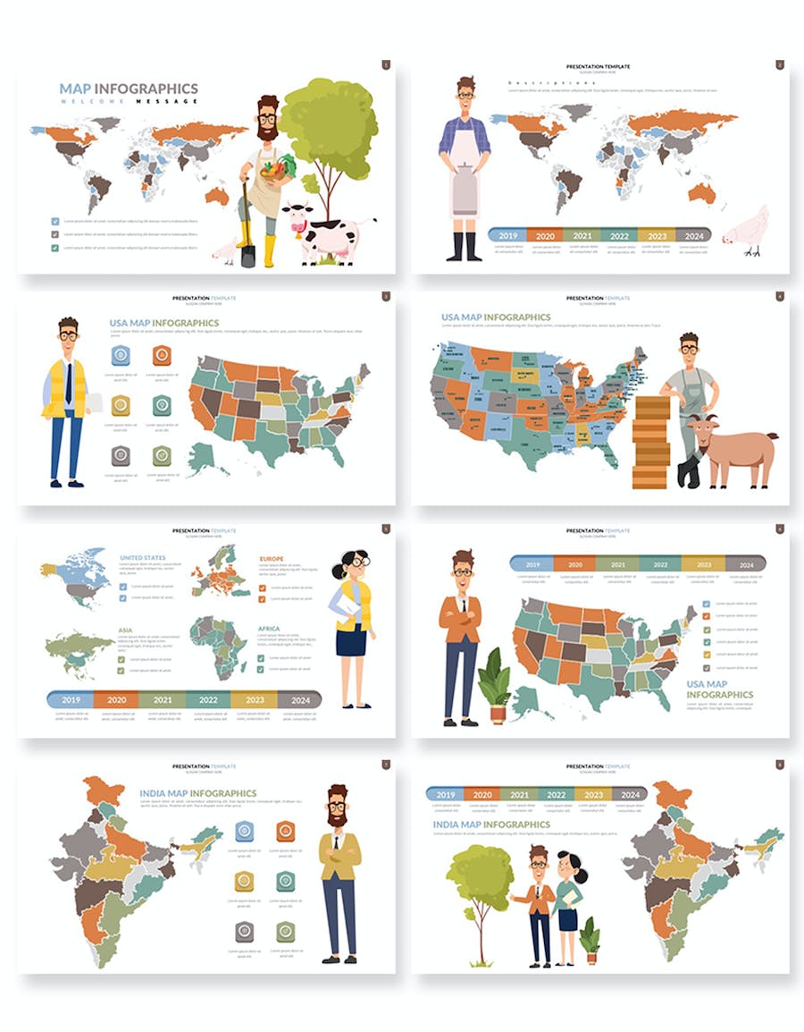 人物插画世界国家地图可编辑PPT模板 - PPT派 人物插画世界国家地图可编辑PPT模板 - PPT派