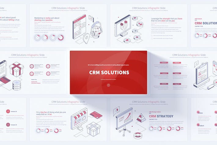 CRM解决方案PowerPoint信息图表模板 - PPT派