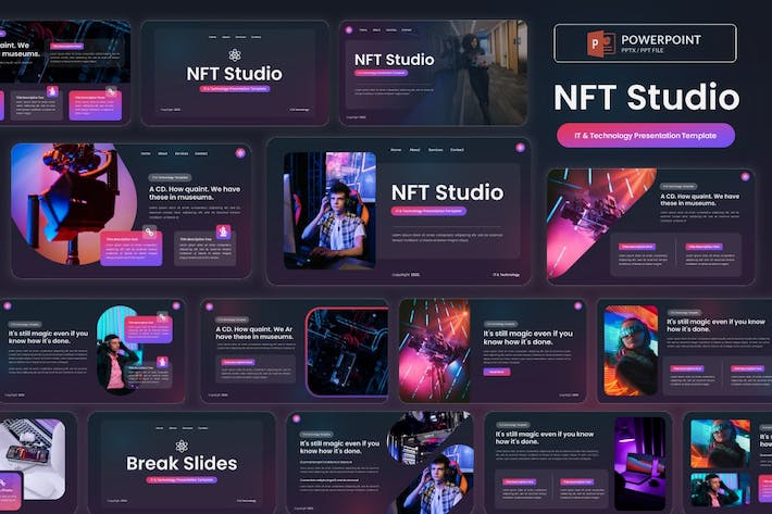NFT技术数字艺术展示应用PPT模板 - PPT派