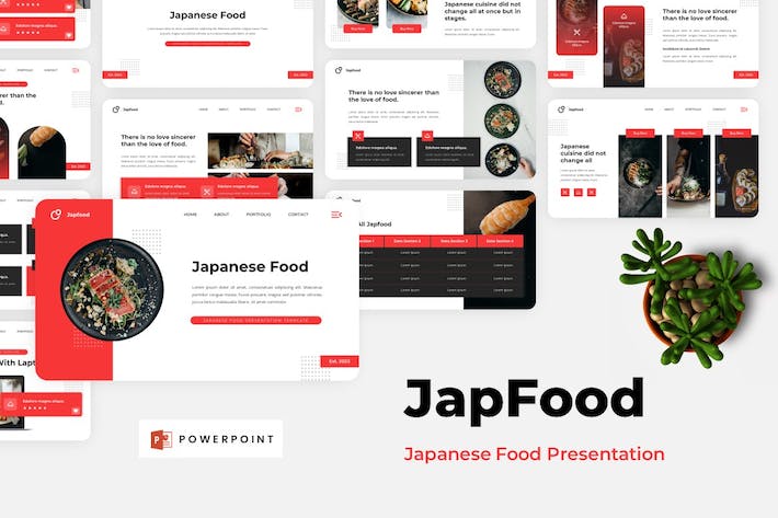 日本料理寿司美食餐厅介绍PPT模板 - PPT派