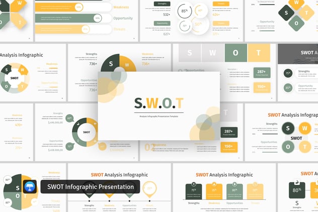 SWOT信息图形keynote模板 - PPT派