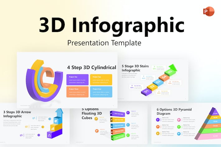 创意3D立体柱形圆环数据信息图表ppt模板 - PPT派