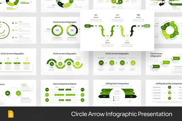 圆圈箭头信息图形PPT模板 - PPT派