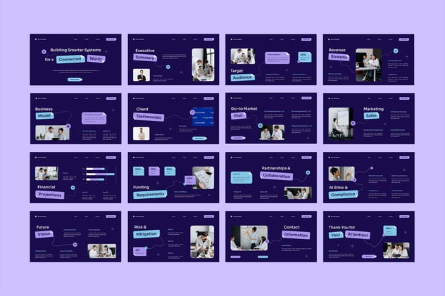 紫蓝色人工智能和机器学习演讲keynote模板 - PPT派
