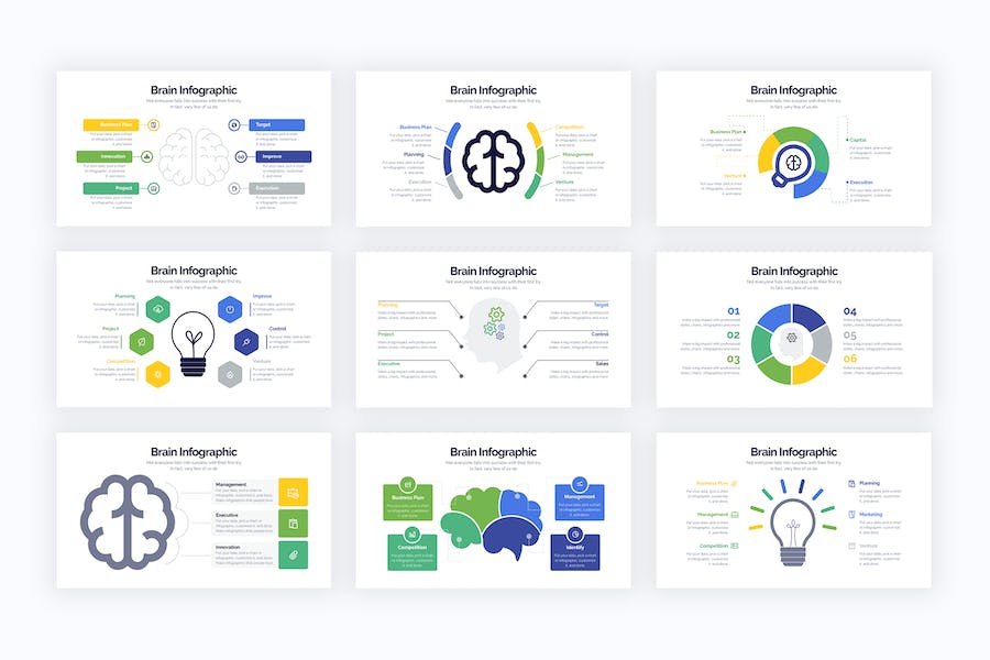 多种样式创意商业大脑图形PPT模板 - PPT派 多种样式创意商业大脑图形PPT模板 - PPT派