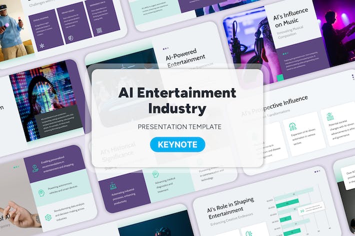 AI技术应用娱乐行业发展趋势Keynote模板 - PPT派