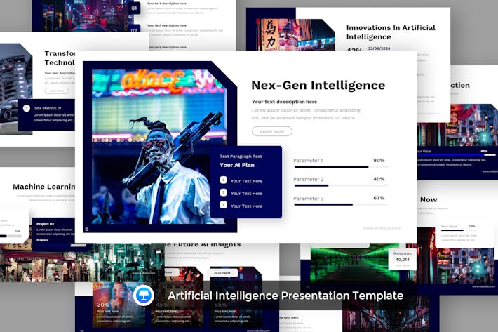 AI人工智能图像生成keynote模板 - PPT派
