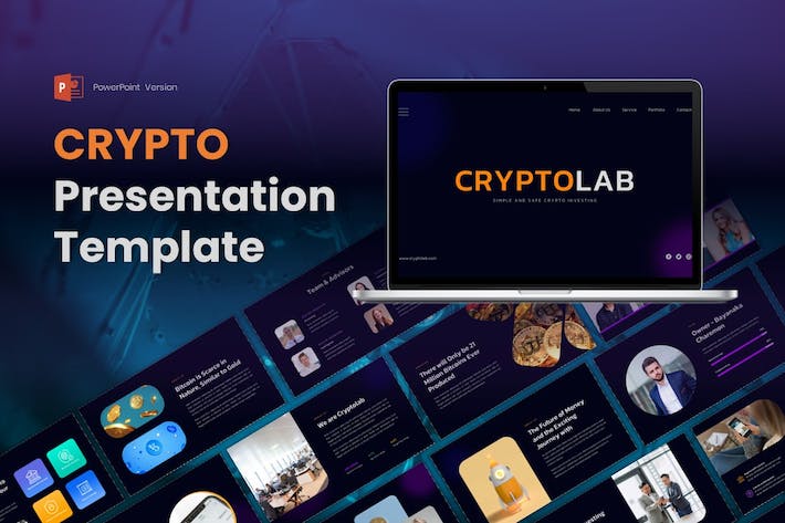 金融科技加密货币区块链技术应用PPT模板 - PPT派