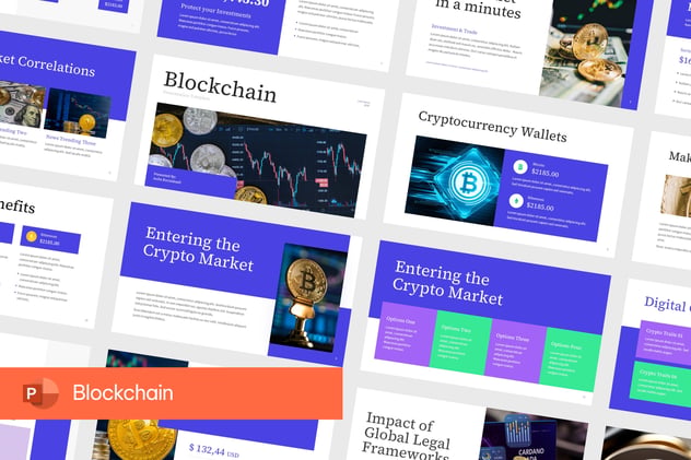 区块链技术加密货币主题PPT模板 - PPT派