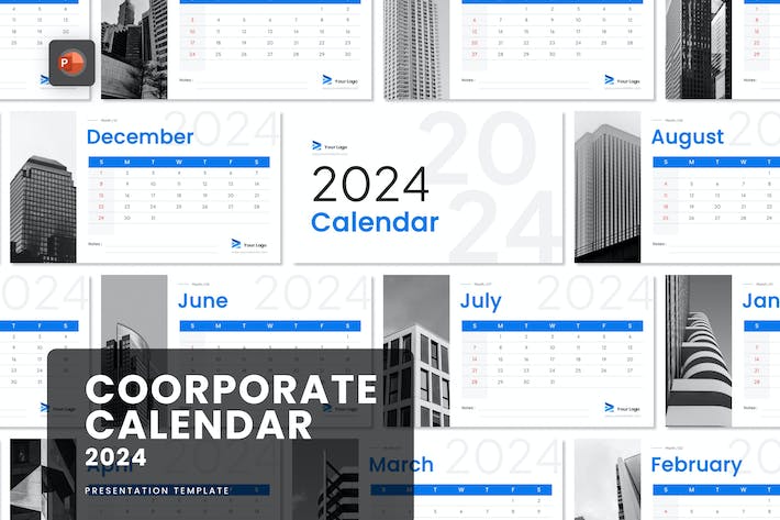 企业形象展示2024商业定制日历PPT模板 - PPT派