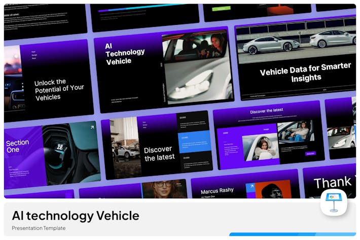 AI自动驾驶车辆人工智能技术keynote模板 - PNG派