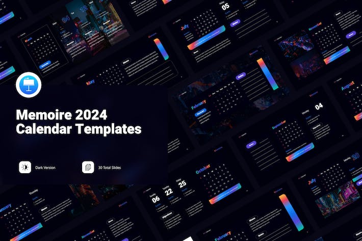 2024新年工作规划工作日期记录2024年日历keynote模板 - PPT派