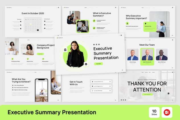 会议执行摘要演示PowerPoint模板 - PPT派