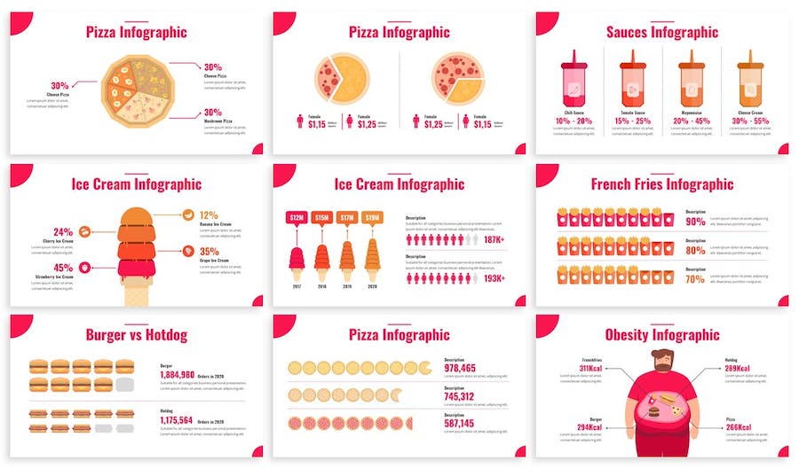 快餐食品信息图表数据Keynote模板 - PPT派 快餐食品信息图表数据Keynote模板 - PPT派