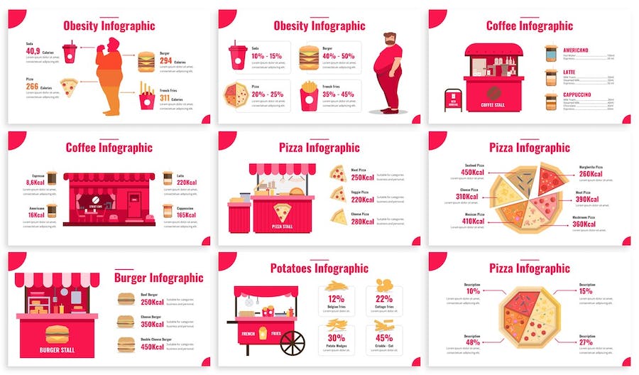 快餐食品信息图表数据Keynote模板 - PPT派 快餐食品信息图表数据Keynote模板 - PPT派
