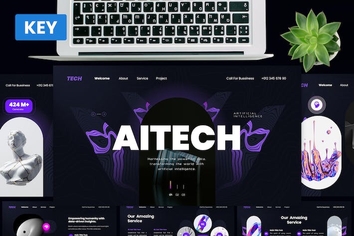 AI科技企业技术服务展示Keynote模板 - PPT派