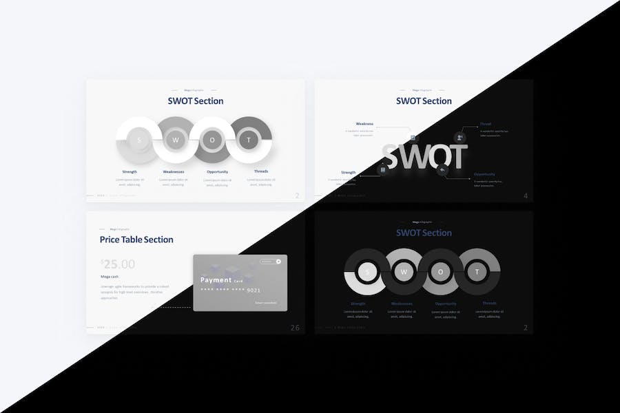 SWOT价格信息图形PPT模板 - PPT派 SWOT价格信息图形PPT模板 - PPT派