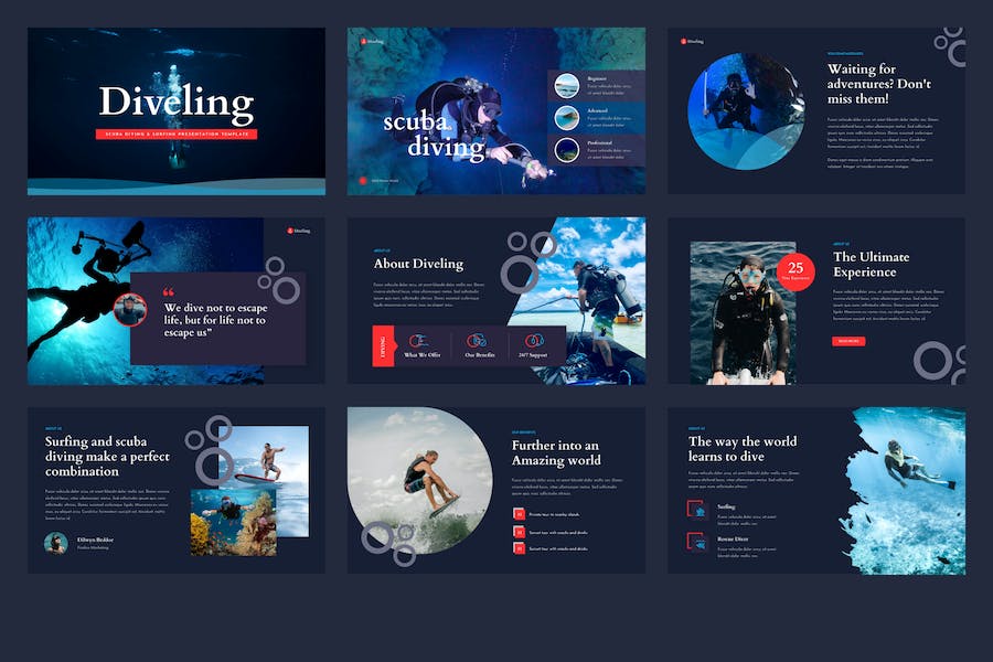 跳水潜水海底探险PPT模板 - PPT派 跳水潜水海底探险PPT模板 - PPT派