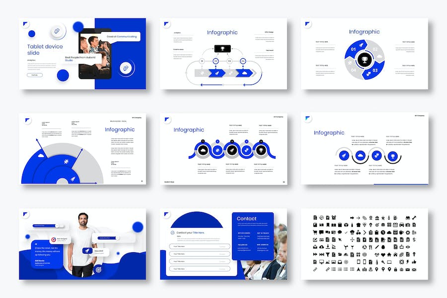 蓝色球点缀商务风格通用PPT模板 - PPT派 蓝色球点缀商务风格通用PPT模板 - PPT派
