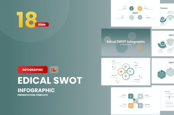 医疗SWOT分析信息图形图表PPT模板 - PPT派