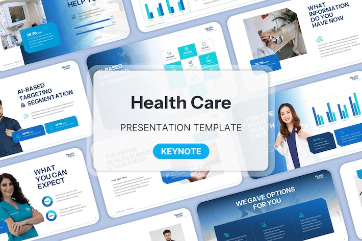 医疗健康蓝色品牌形象设计Keynote模板 - PPT派