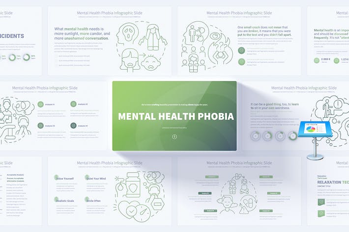 创意线条心理健康恐惧症主题信息图形eynote模板 - PPT派