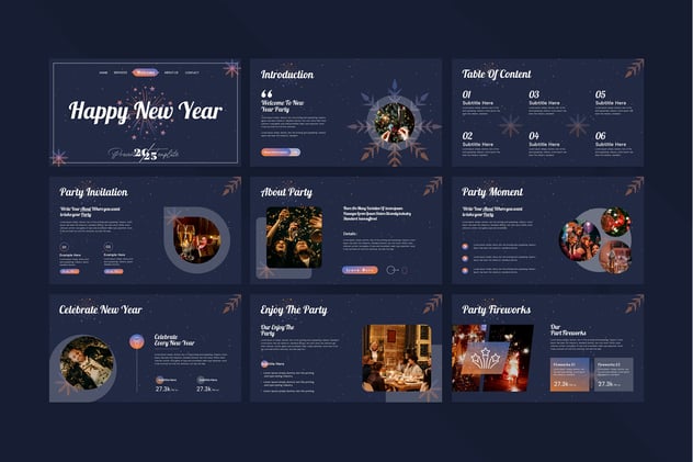 新年快乐节日狂欢PowerPoint模板 - PPT派 新年快乐节日狂欢PowerPoint模板 - PPT派