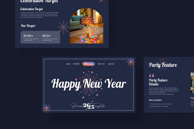 新年快乐节日狂欢PowerPoint模板 - PPT派 新年快乐节日狂欢PowerPoint模板 - PPT派