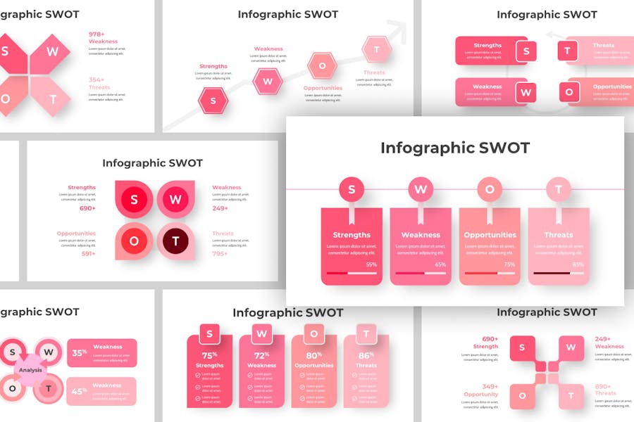 商务SWOT分析数据可视化流程Keynote模板 - PPT派 商务SWOT分析数据可视化流程Keynote模板 - PPT派