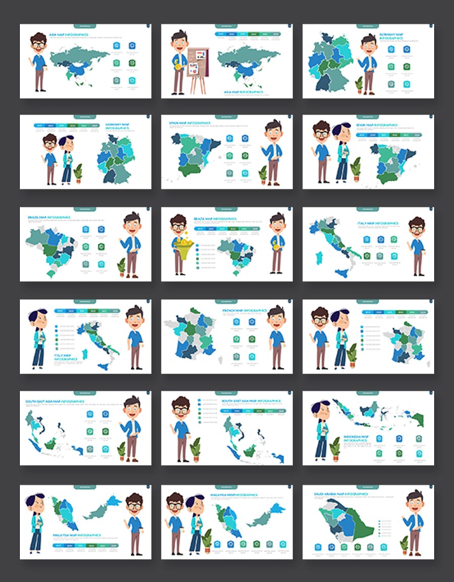 商务地理数据可视化地图分析Keynote模板 - PPT派