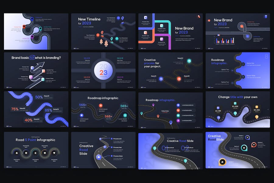 创意道路信息图形ppt模板 - PPT派 创意道路信息图形ppt模板 - PPT派