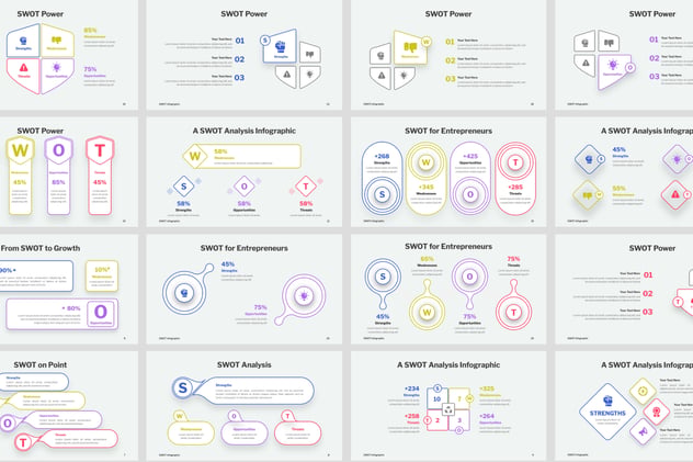 SWOT分析信息图形keynote模板 - PPT派 SWOT分析信息图形keynote模板 - PPT派