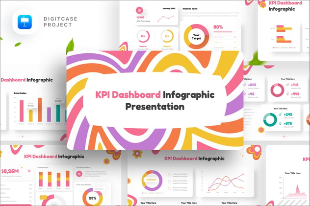 KPI仪表板信息图表Keynote模板 - PPT派