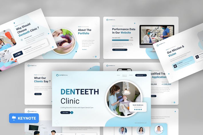 医疗牙科诊所口腔健康护理诊疗Keynote模板 - PPT派
