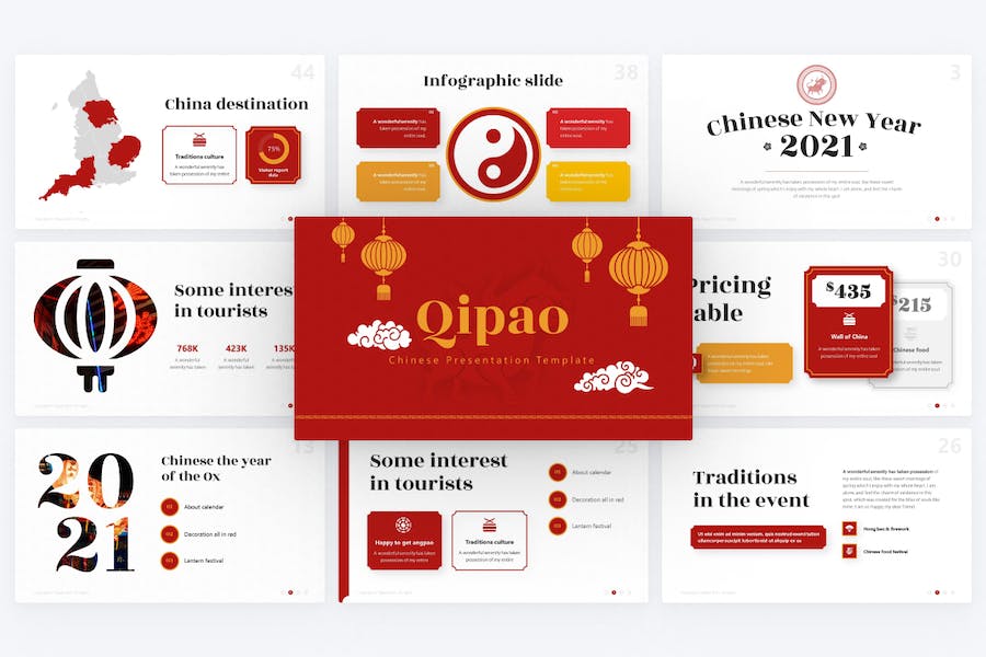 中国红色传统中国新年主题PPT模板 - PPT派 中国红色传统中国新年主题PPT模板 - PPT派