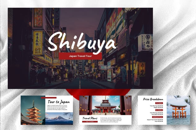 日本旅行团行程规划PPT模板 - PPT派