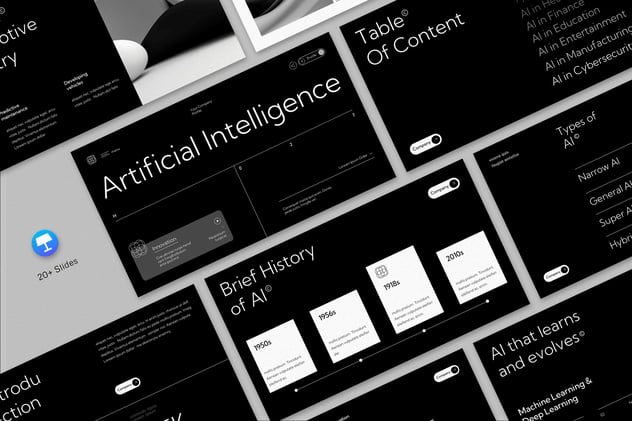 黑白配色现代人工智能AI keynote模板 - PPT派
