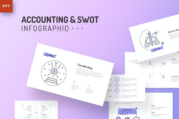 会计财务SWOT分析信息图表PPT模板 - PPT派