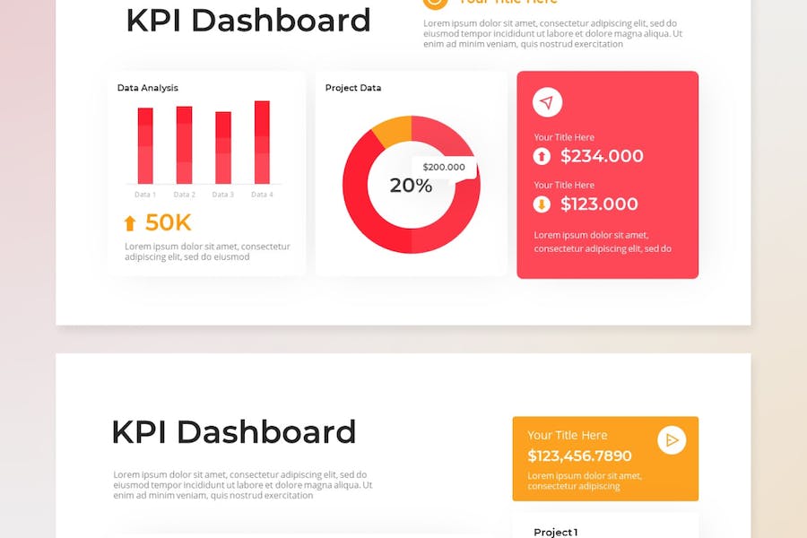 KPI仪表盘现代简约数据PPT模板 - PPT派