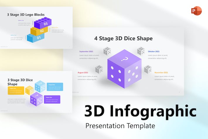 3D彩色立体信息图表PowerPoint模板 - PPT派