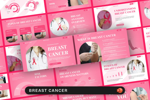 乳腺癌知识科普介绍PPT模板 - PPT派