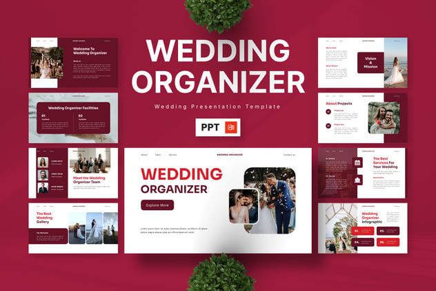 婚礼组织婚礼策划PowerPoint模板 - PPT派