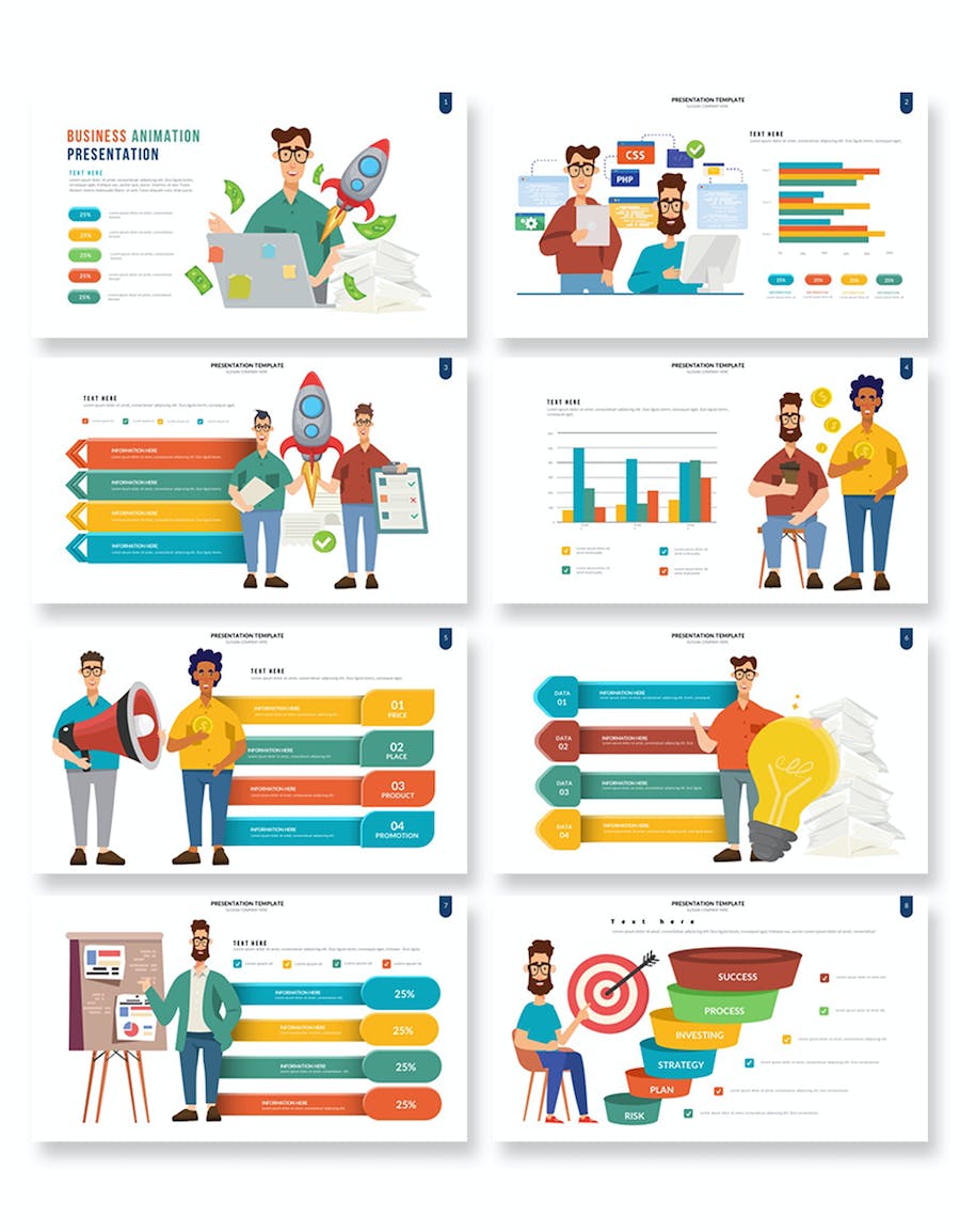 商务插画信息图表数据展示Keynote模板 - PPT派