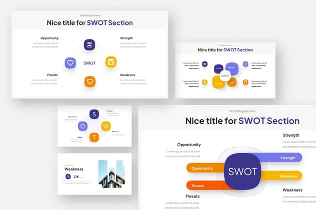 SWOT战略分析信息图形Keynote模板 - PPT派 SWOT战略分析信息图形Keynote模板 - PPT派