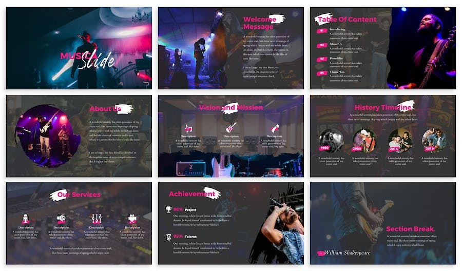 音乐娱乐演出活动黑色Keynote模板 - PPT派